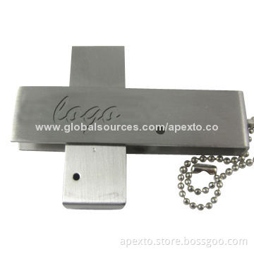 Metal USB Flash Drive with Twist Design, 1, 2 or 4GB Storage Capacity, Supports Shock-resistant